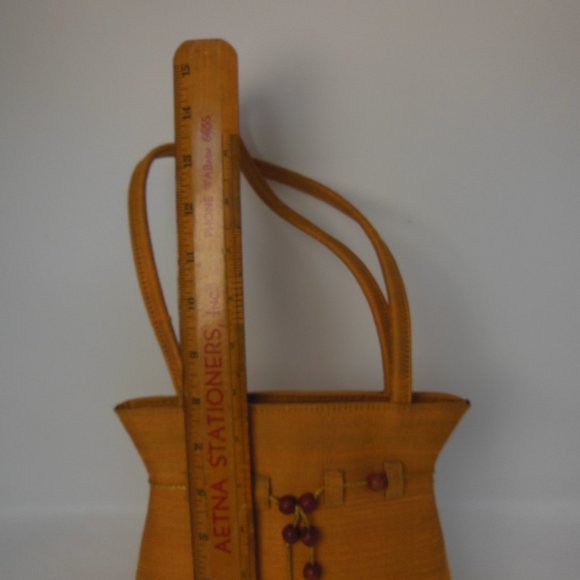 Thai silk  bag, Beautiful  Gold color hand bag ,Spring bag 9 By 9 in. - Picture 5 of 9